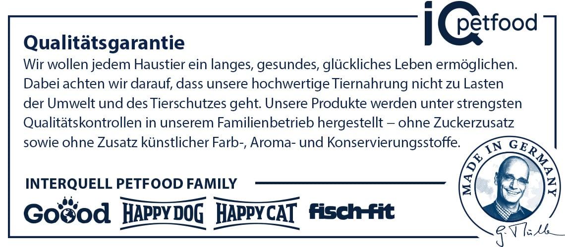 Happy Cat Happy Dog Abbinder Happy Cat Happy Dog Markenbanner mit Produktvorteilen.