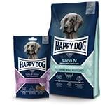 Happy Dog Calm Zwei Packungen Happy‑Dog‑Trockenfutter für sensible oder beruhigende Bedürfnisse.