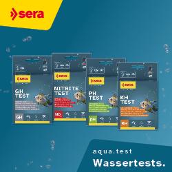 Sera Wassertest Sera‑Wassertestbox mit geöffnetem Koffer und Testzubehör.