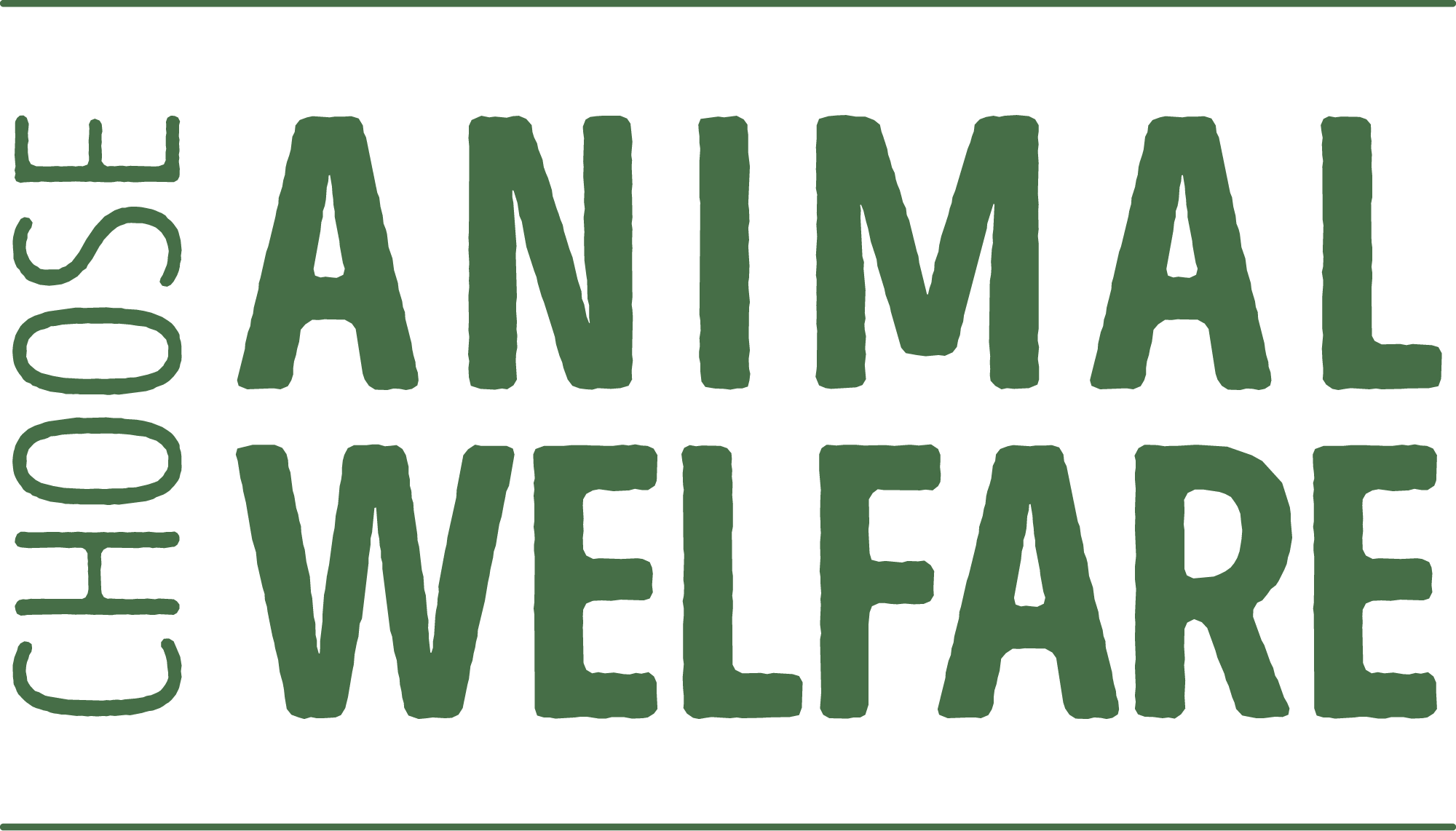 Choose Animal Welfare Dokas Tierwohl Logo: Schriftzug in grün: Choose Animal Welfare