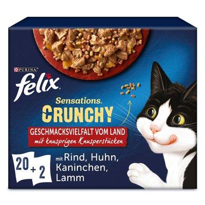 FELIX Sensations Crunchy in Gelee Geschmacksvielfalt vom Land 20x84g +2x40g Knusperstückchen FELIX Sensations Crunchy in Gelee Geschmacksvielfalt vom Land 20x84g +2x40g Knusperstückchen