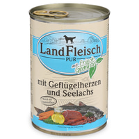 Landfleisch Hunde-Nassfutter Dog Pur Geflügelherzen &amp; Seelachs