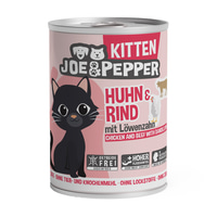 Joe &amp; Pepper Cat Kitten Huhn &amp; Rind mit Löwenzahn