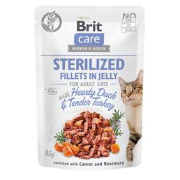 Brit Care Cat Fillets in Jelly Duck &amp; Turkey Sterilized