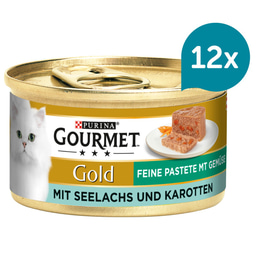 GOURMET Gold Feine Pastete mit Gemüse, Seelachs und Karotten