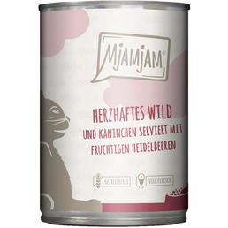 MjAMjAM herzhaftes Wild und Kaninchen an fruchtigen Heidelbeeren