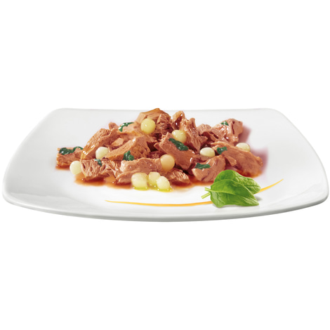 GOURMET A la Carte mit Huhn, Spinat und Pasta-Perlen