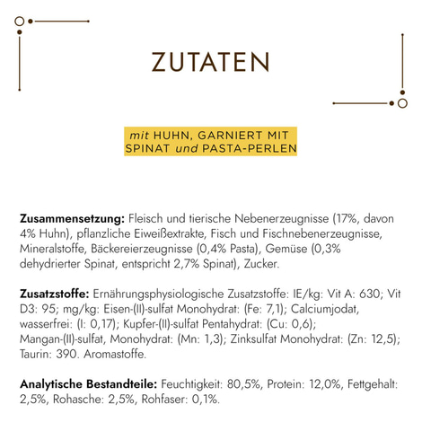 GOURMET A la Carte mit Huhn, Spinat und Pasta-Perlen