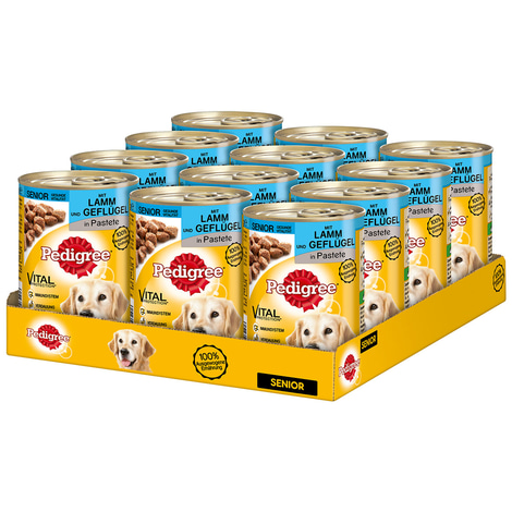 Pedigree Senior mit Lamm und Geflügel in Pastete