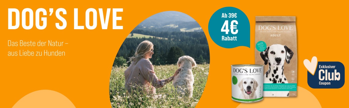 4 € auf Dog's Love Futter
