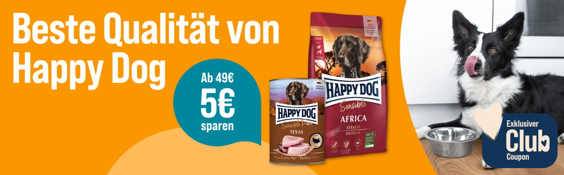 Spare 5 € auf Happy Dog