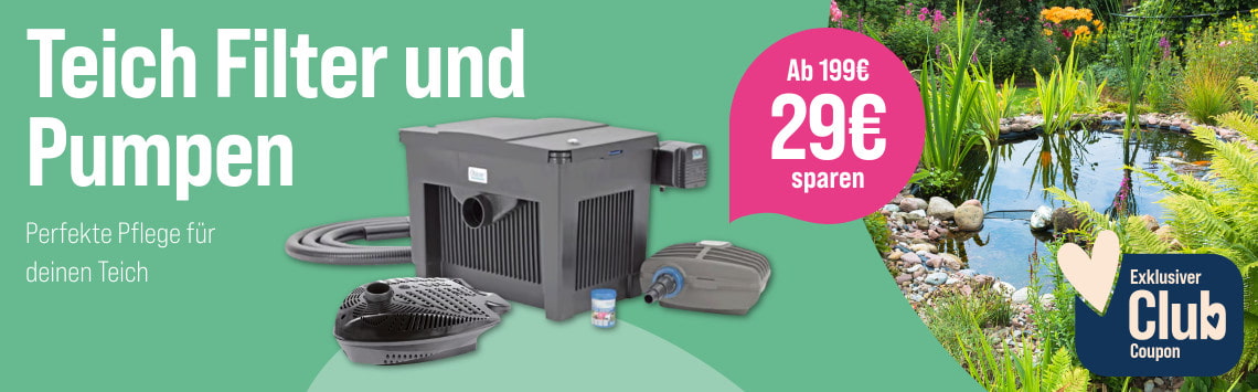 29€ Rabatt auf Filter & Pumpen