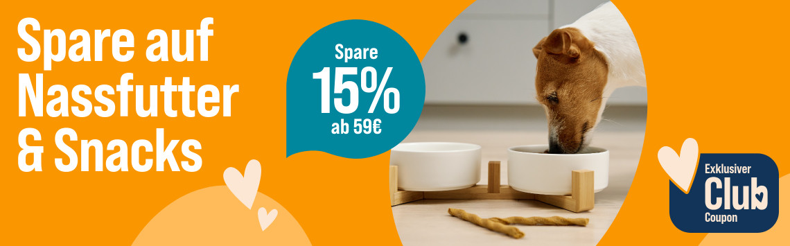 15% auf Nassfutter & Snacks