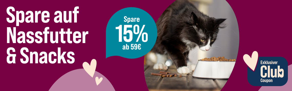 15% auf Nassfutter & Snacks
