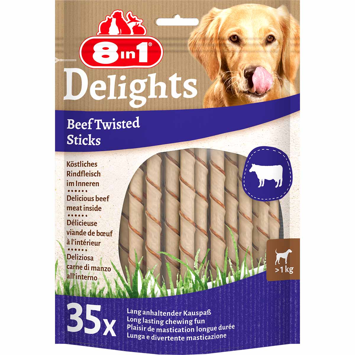 8in1 Hundesnack Delights Beef Twisted Sticks