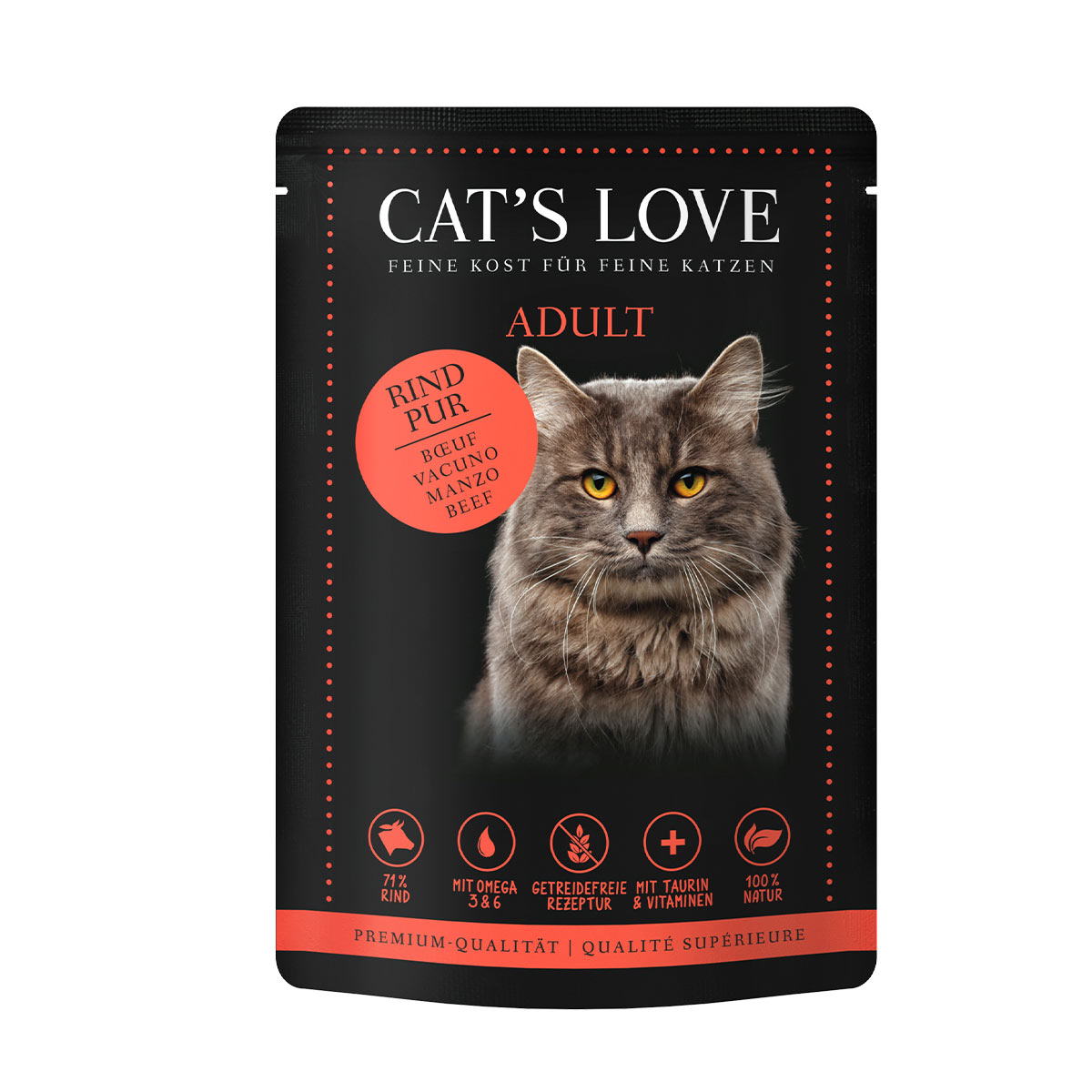 Cat's Love Nassfutter Rind Pur mit Distelöl &amp; Löwenzahn