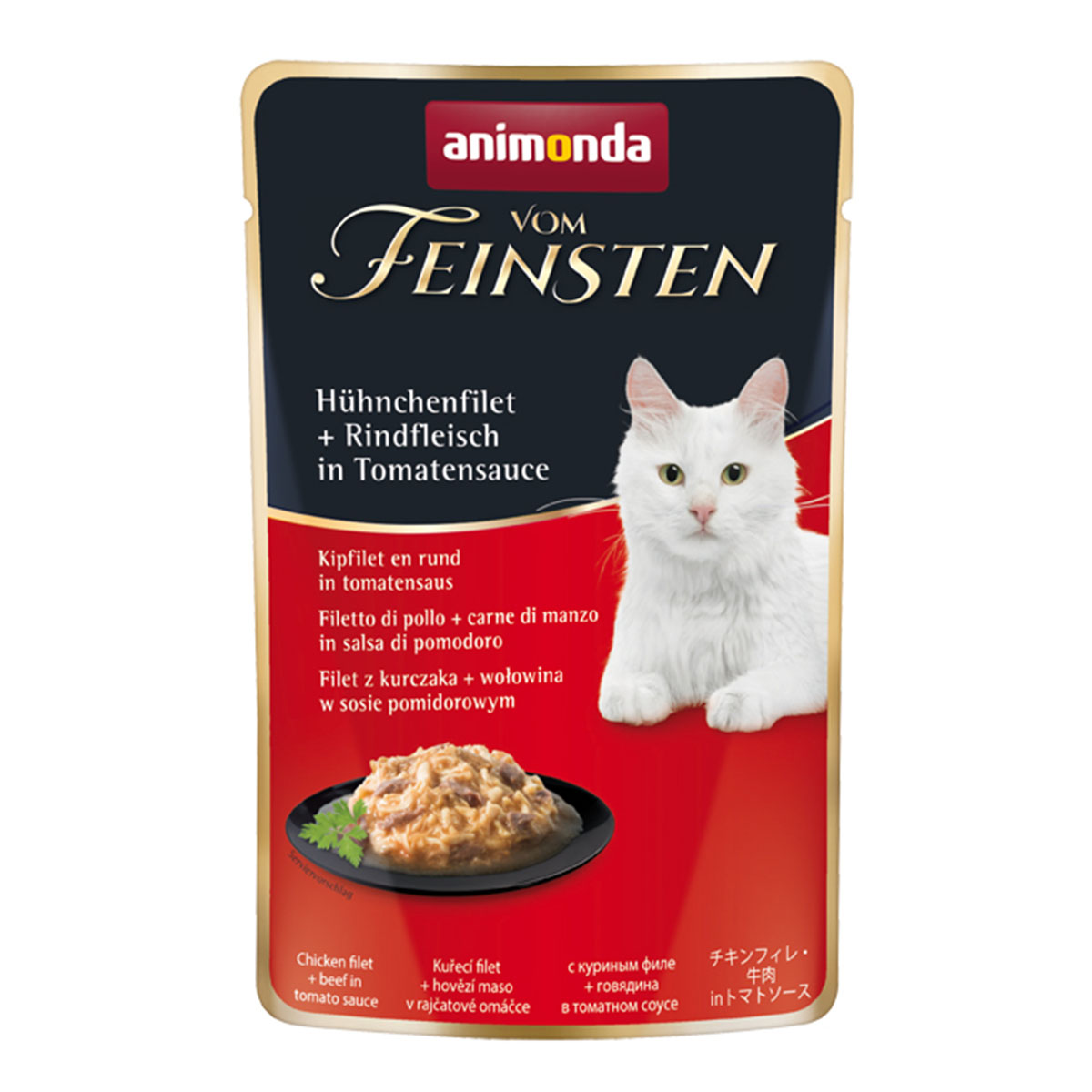 animonda vom Feinsten Hühnchenfilet und Rindfleisch Tomatensauce