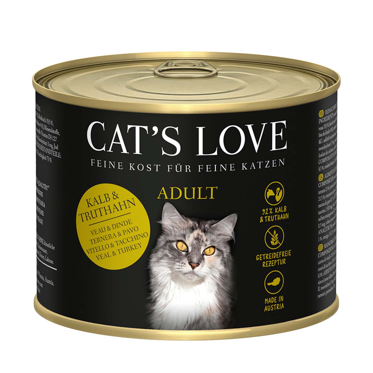 Cat's Love Nassfutter Kalb und Truthahn mit Katzenminze und Leinöl