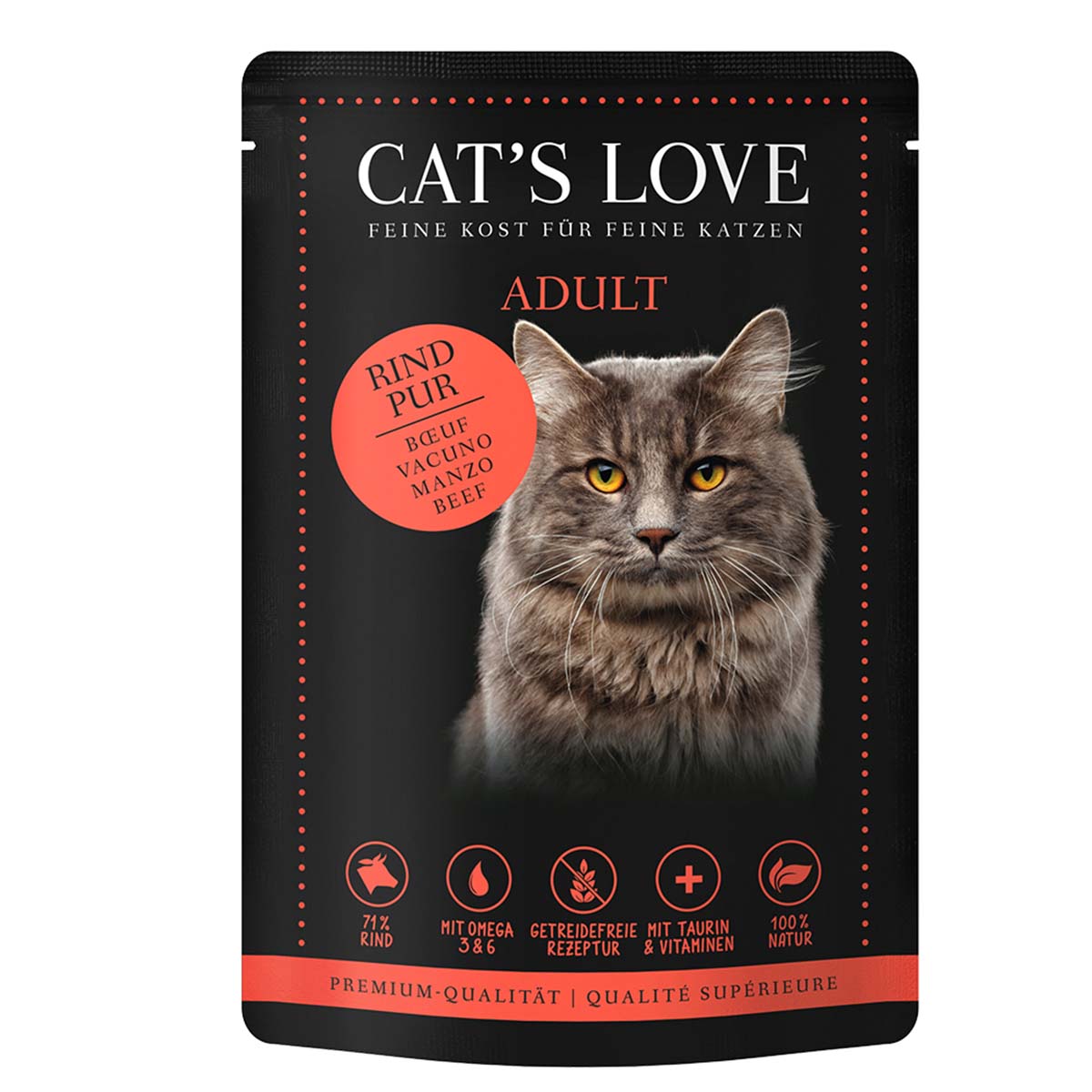 Cat's Love Nassfutter Rind Pur mit Distelöl &amp; Löwenzahn