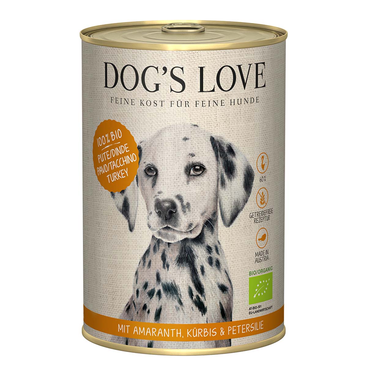 Dog's Love Bio Pute mit Amaranth, Kürbis und Petersilie