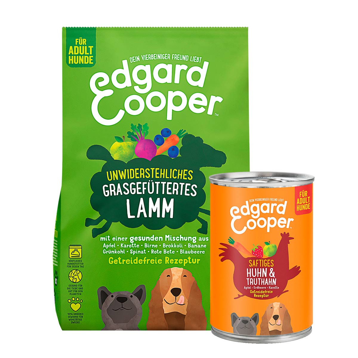 Edgard &amp; Cooper Frisches Weidelamm 12kg + 6x400g Huhn gratis