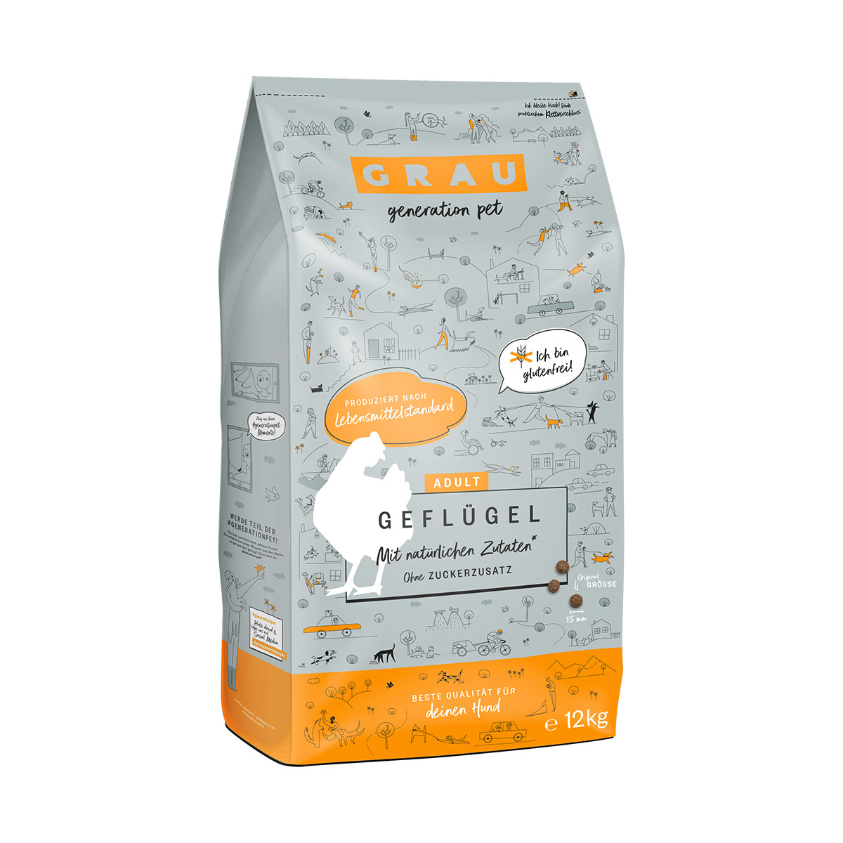 GRAU Hund Adult Geflügel