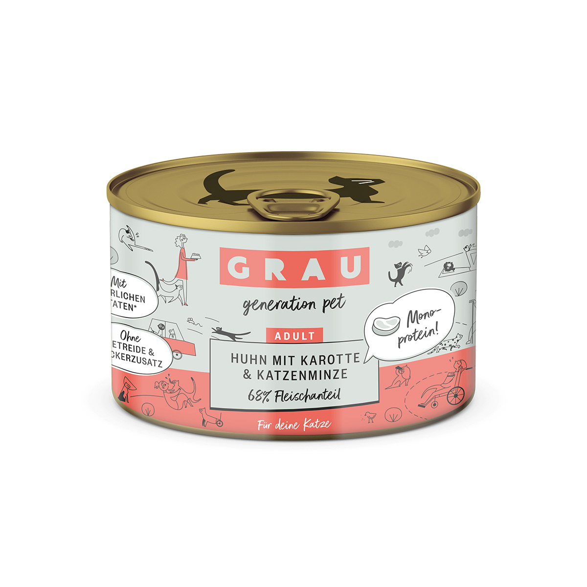 Grau Katze Huhn, Karotte &amp; Katzenminze