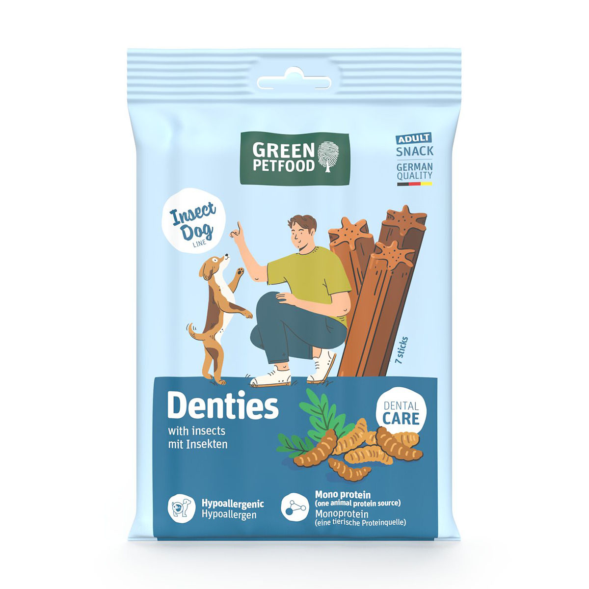 Green Petfood Denties with Insects