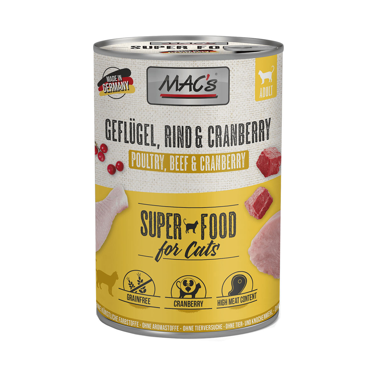 MAC's Cat Fleischmenü Geflügel, Rind und Cranberry