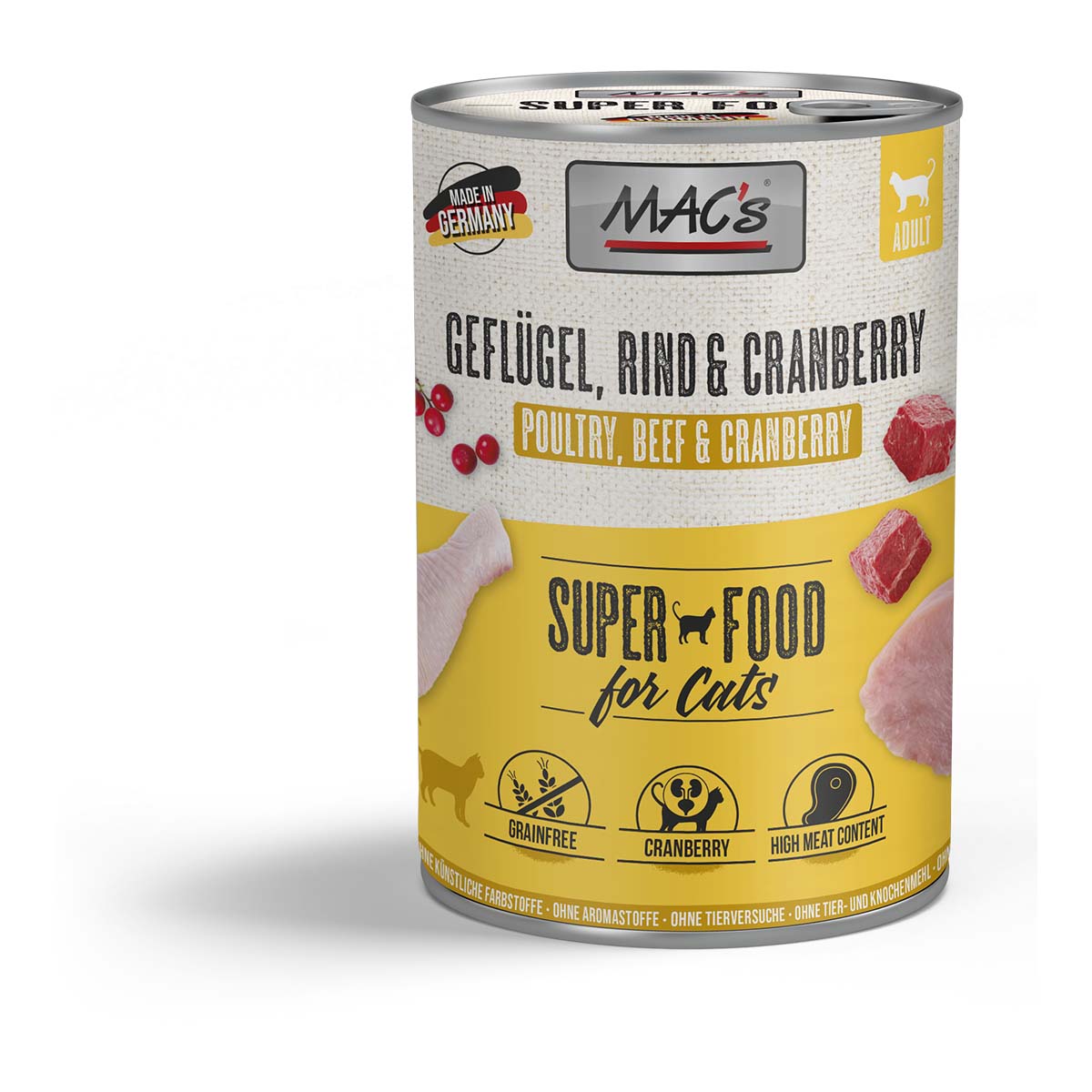 MAC's Cat Fleischmenü Geflügel, Rind und Cranberry