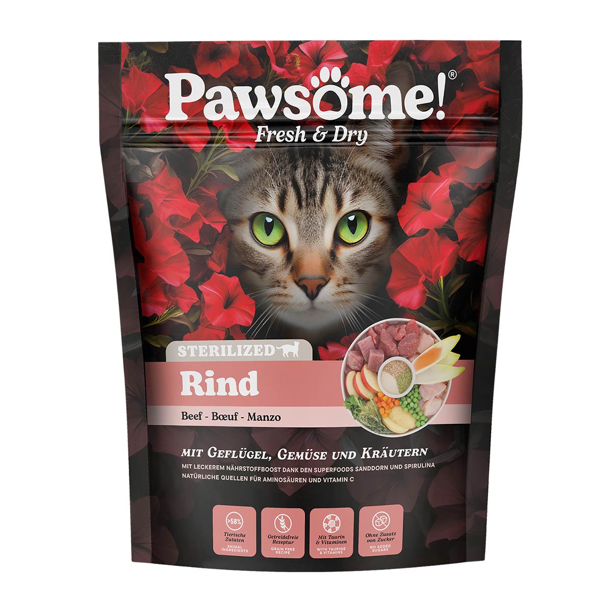 Pawsome Fresh &amp; Dry Adult Sterilized Rind 750g