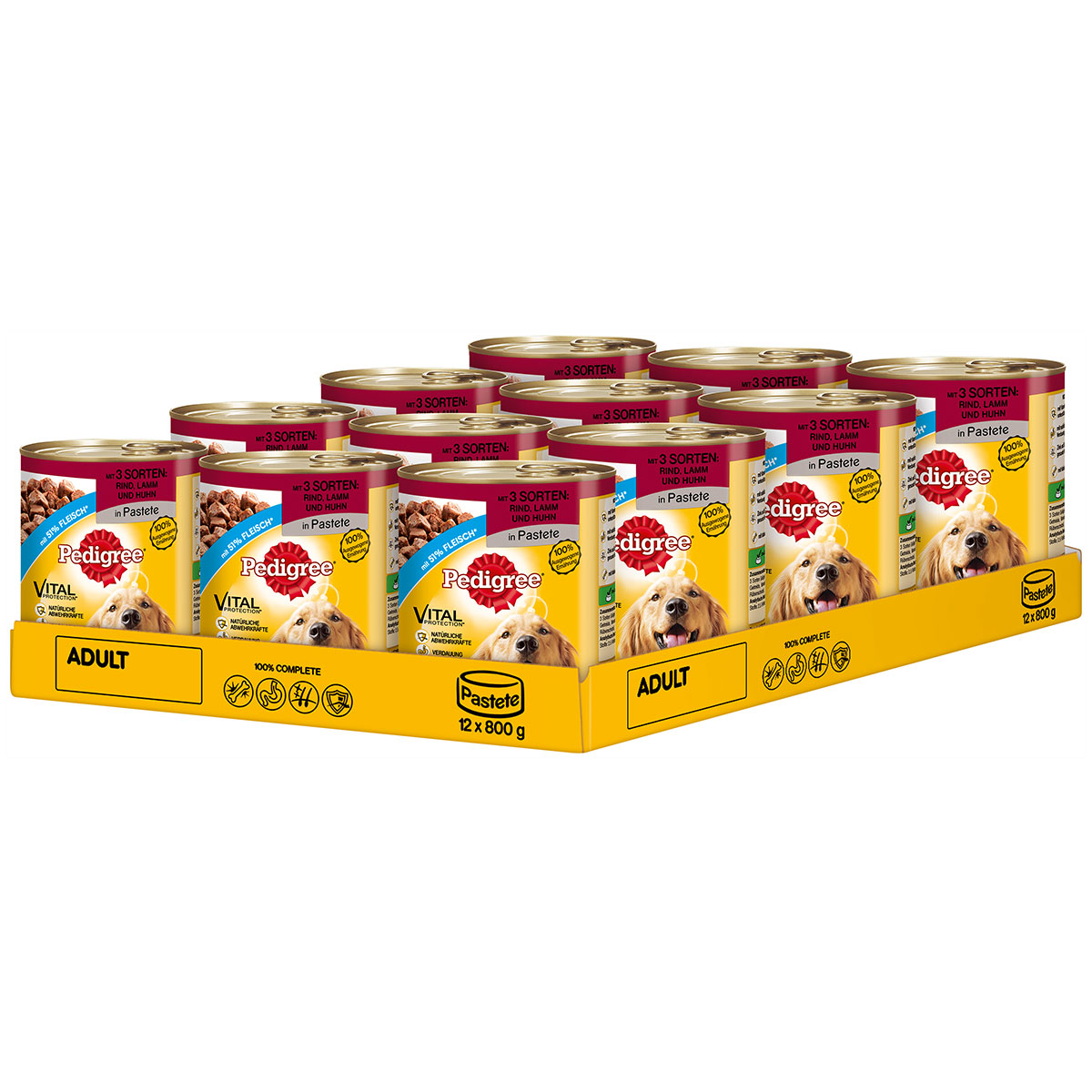 Pedigree Dose mit 3 Sorten Rind, Lamm und Huhn