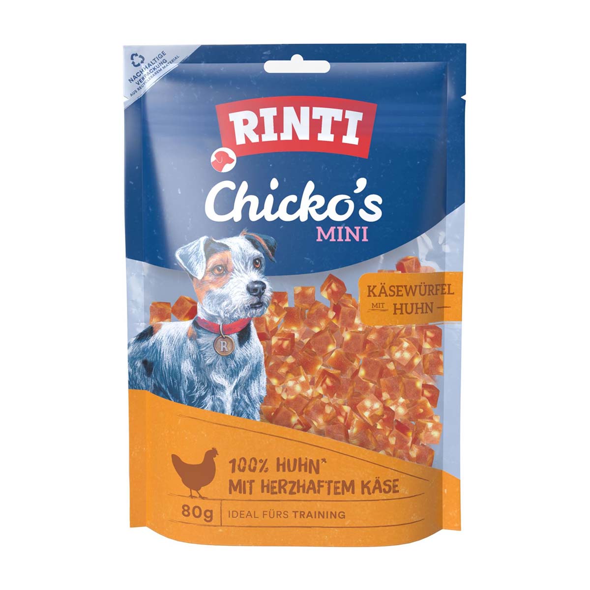 RINTI Chicko's MINI Käsewürfel Huhn 80 g