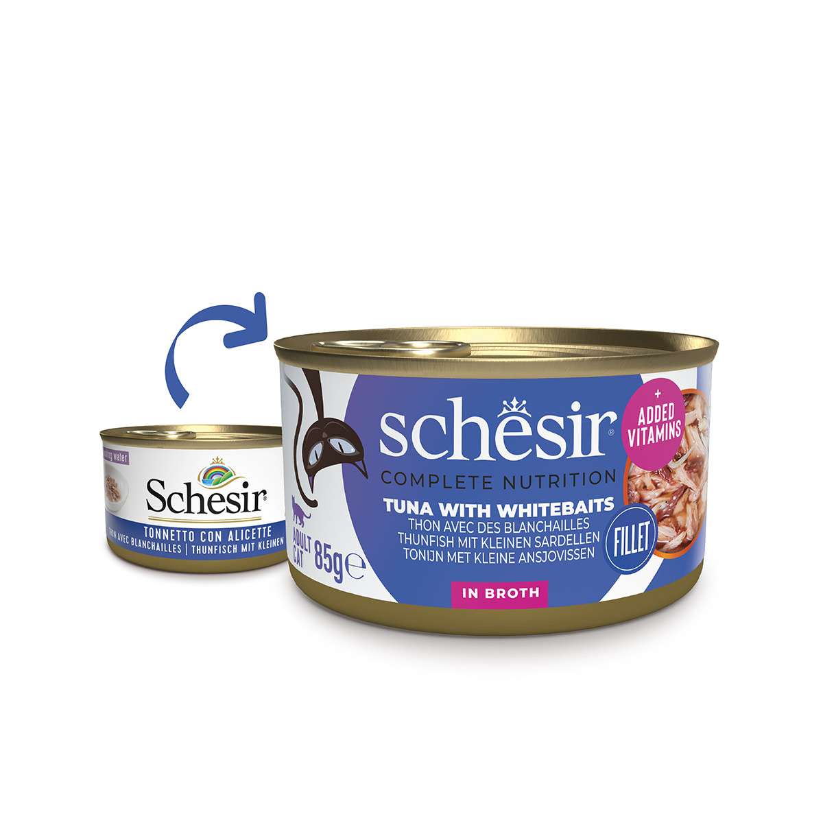 Schesir Cat Complete Thunfisch mit Sardellen in Brühe