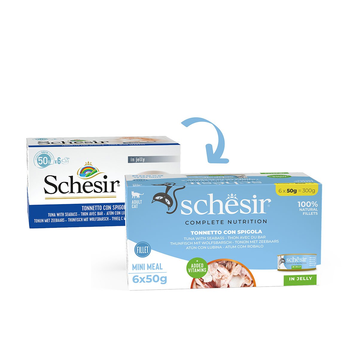 Schesir Cat Complete Thunfisch mit Wolfsbarsch Jelly 6x50 g