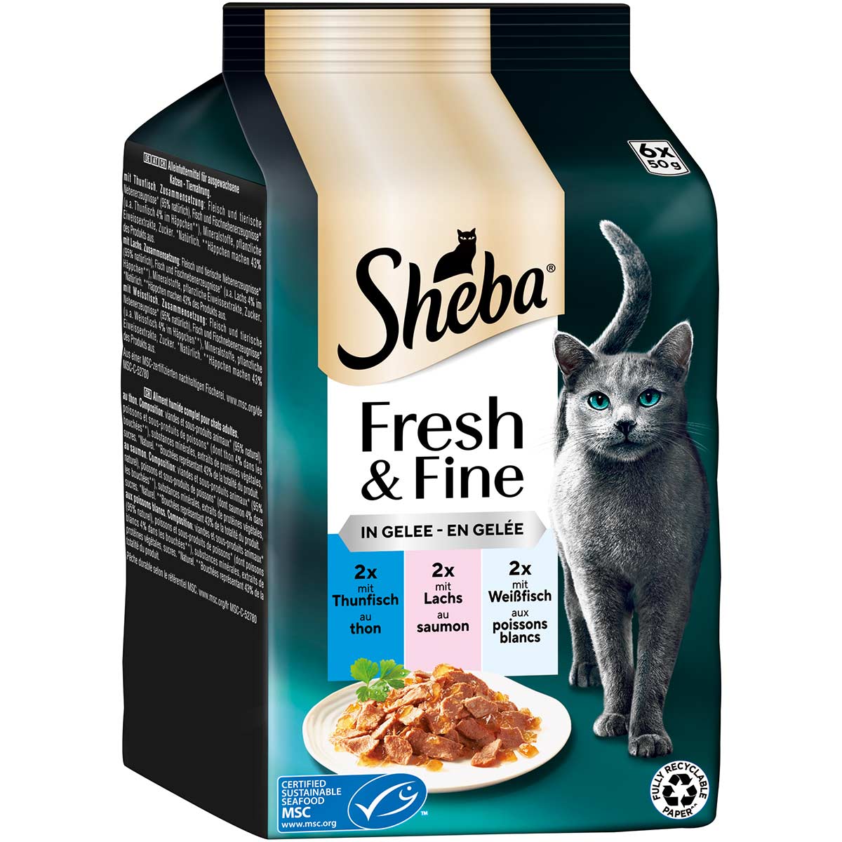 Sheba Fresh &amp; Fine Gelee Thunfisch, Lachs &amp; Weißfisch