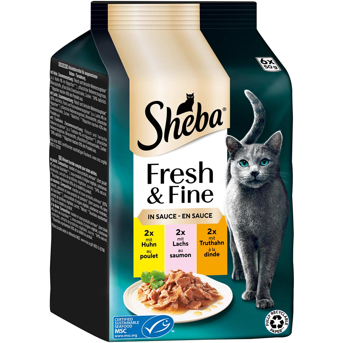Sheba Fresh &amp; Fine Sauce Huhn. Lachs &amp; Truthahn