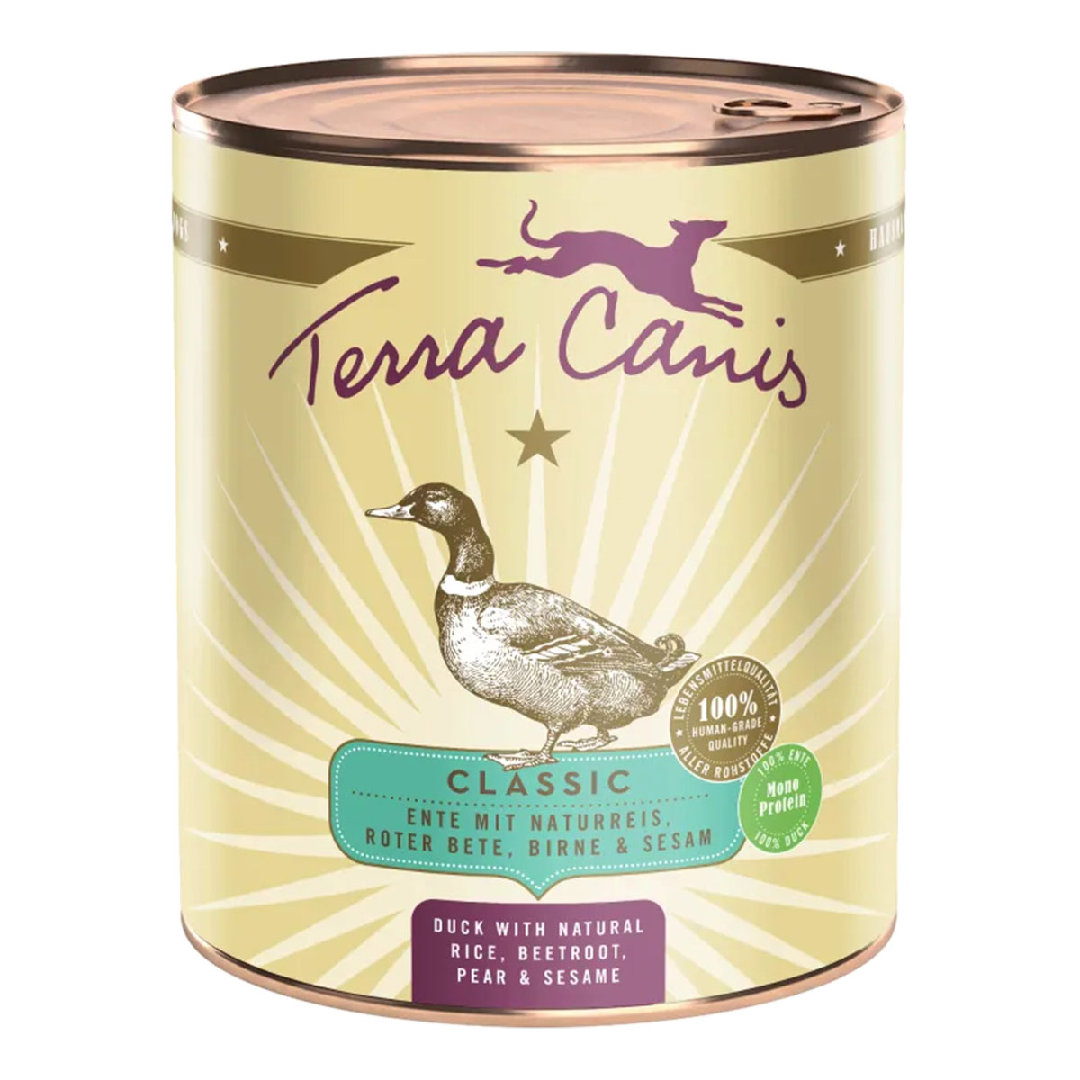 Terra Canis CLASSIC – Ente mit Naturreis, Roter Bete, Birne und Sesam 