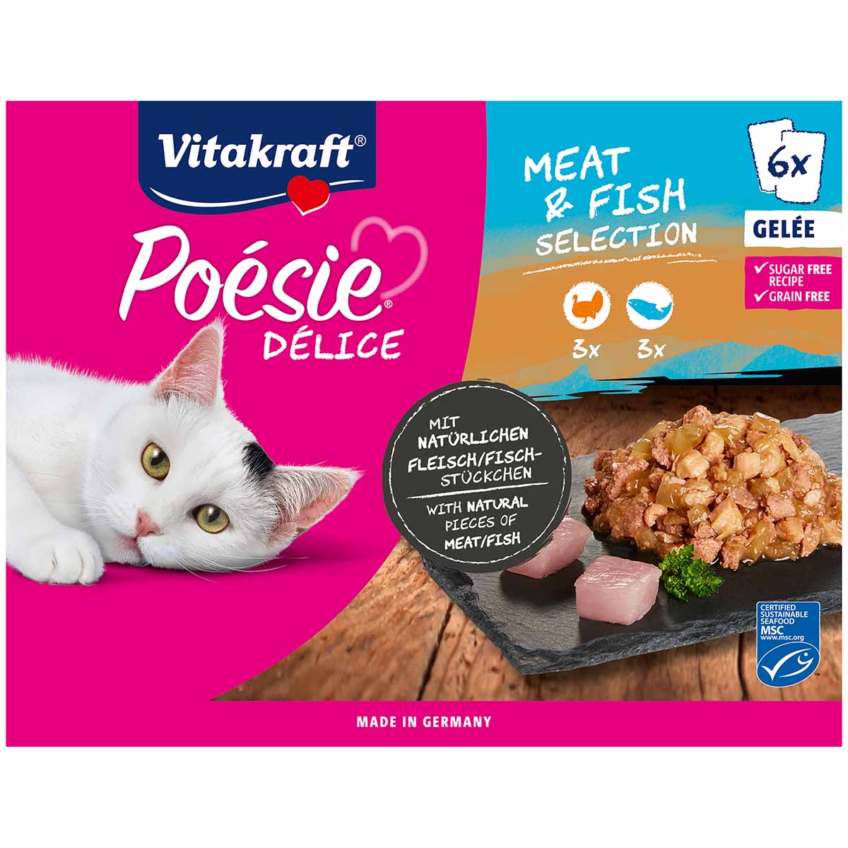 Vitakraft Poésie Délice Gelée Meat &amp; Fish MSC 6x85g