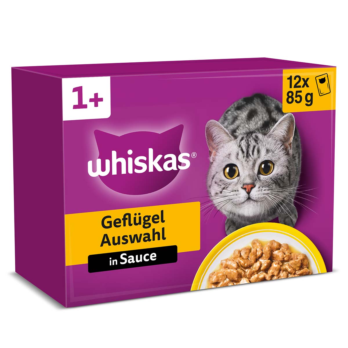 WHISKAS Multipack 1+ Geflügel Auswahl in Sauce 12x85g