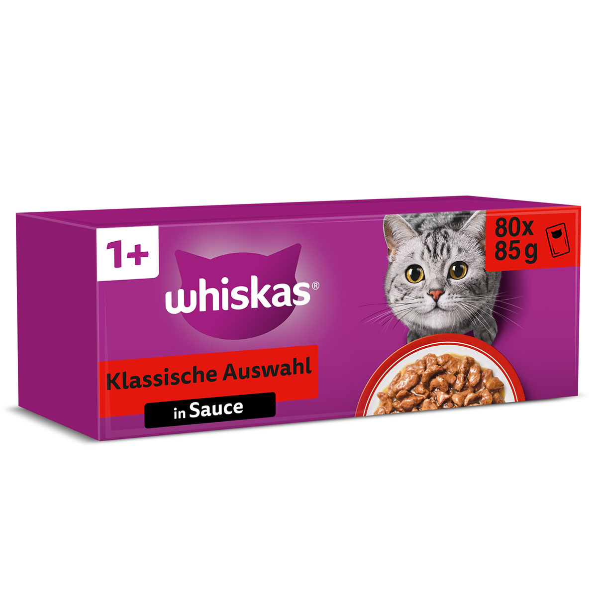 WHISKAS Pouch Multipack 1+ Auswahl in Sauce 80x85g