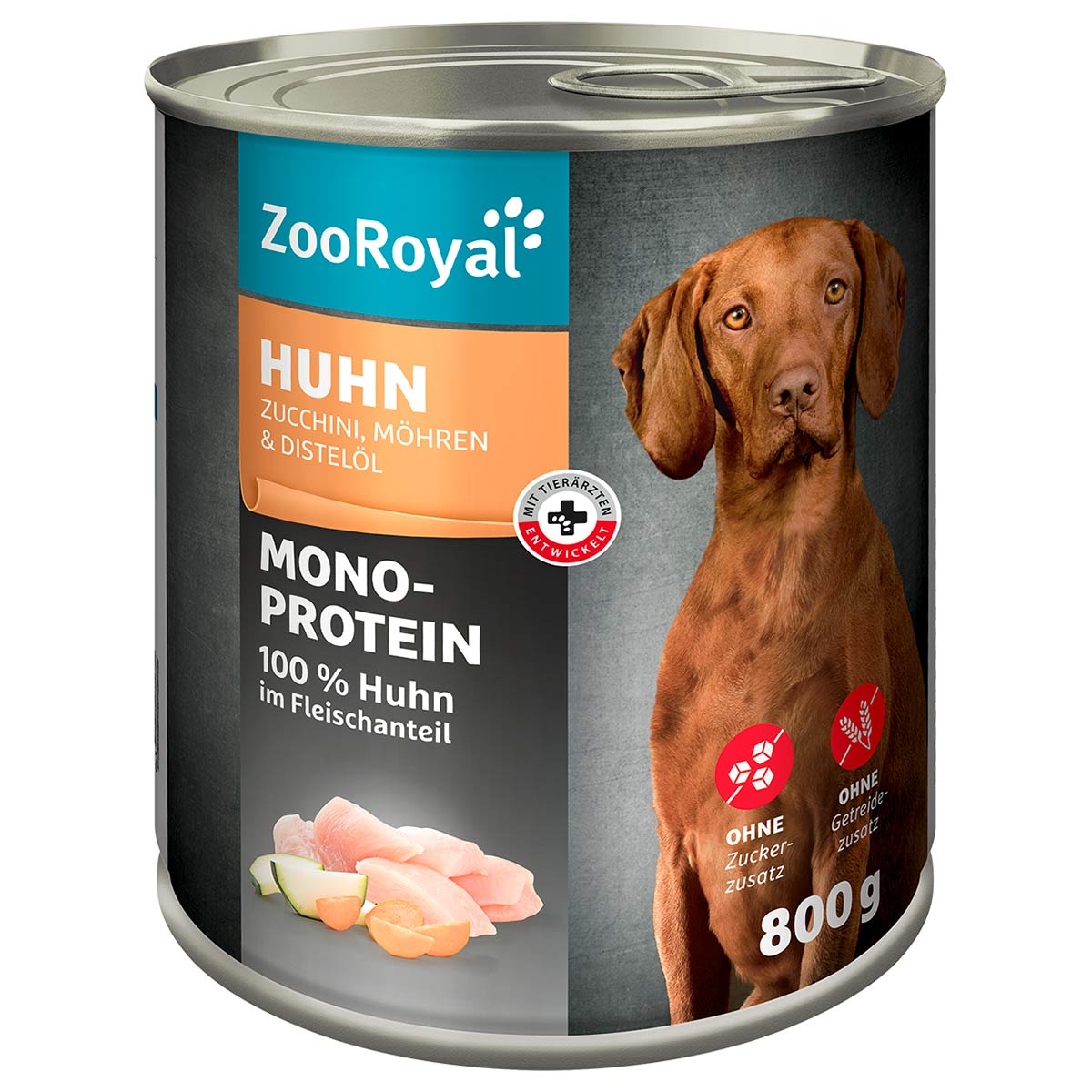 ZooRoyal Mono-Protein Huhn mit Zucchini Möhren &amp; Distelöl